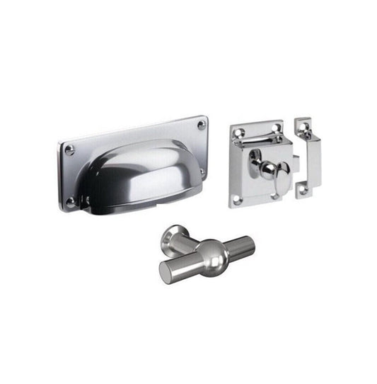 Howdens Duchess Handle Knob Latch Polished Chrome Effect