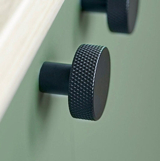 Furnipart Simon Knurled Round Knob Matt Black