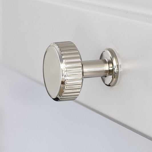 Furnipart Villa Fluted Handle & Knob 128mm 192mm Round Knob T- Knob Bright Nickel