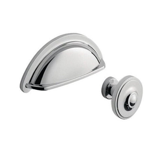 Howdens Courtier Polished Chrome Effect Chunky Cup Handle & Knob 94mm