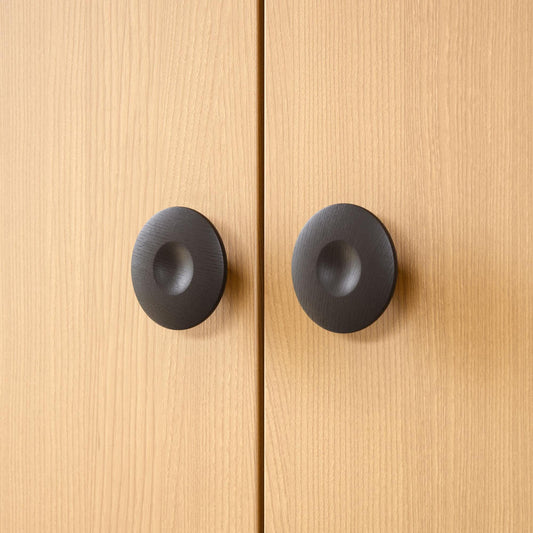 Vonsild Dimple Ash Stained Black Wooden Knob 40mm 60mm & 80mm