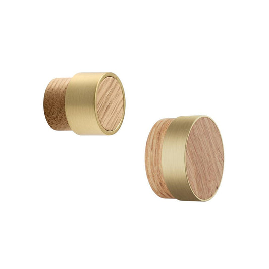 Vonsild Radio Oak Clear Lacquered Wooden & Brushed Gold Knob 26mm 49mm